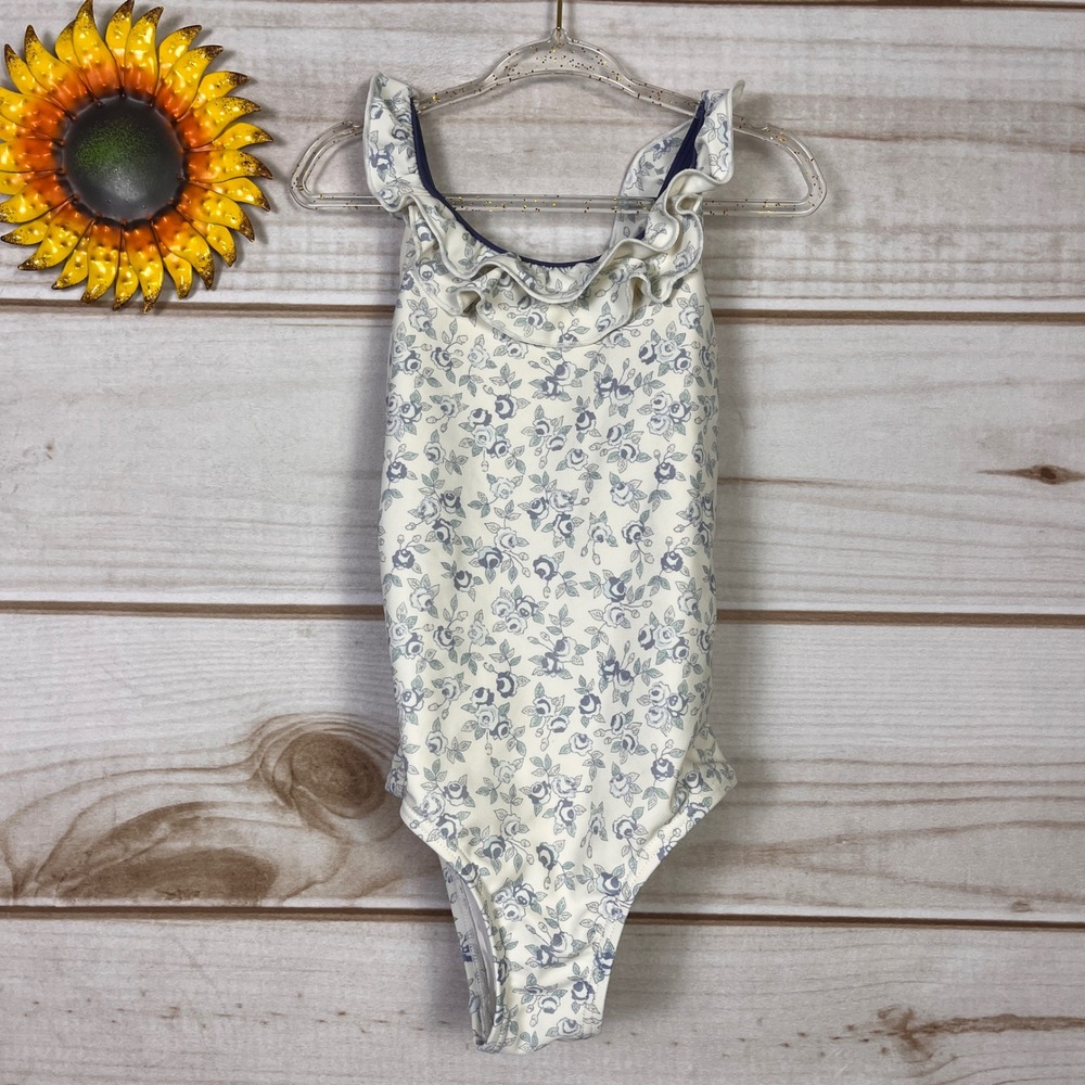 SweetHoney Girls Blue Floral Ruffle One Piece Swimsuit‎ Size 6Y Swim